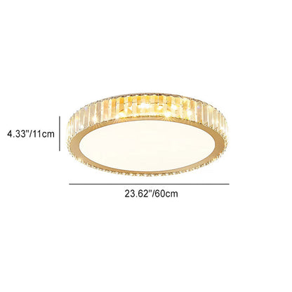 Modern Minimalist Round Stainless Steel Crystal LED Flush Mount Ceiling for Living Room