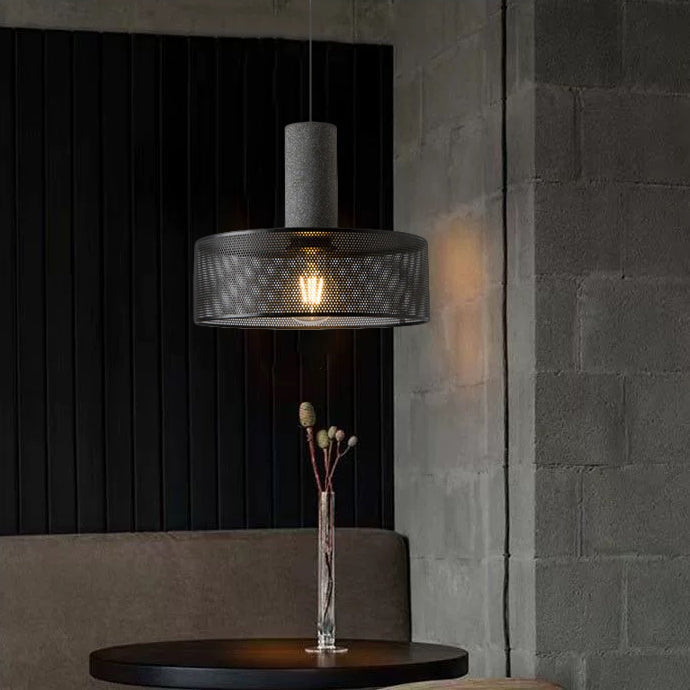Contemporary Industrial Cylinder Metal Cement 1-light Pendant Light for Living Room BulbSquare