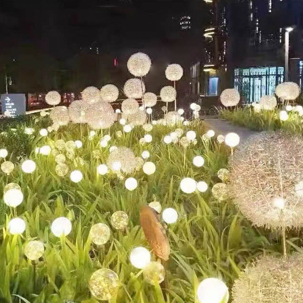 Solar Dandelion Aluminum Wire Globe Light LED Outdoor Waterproof Luminous Garden Insert Ground Landscape Light Lumendat