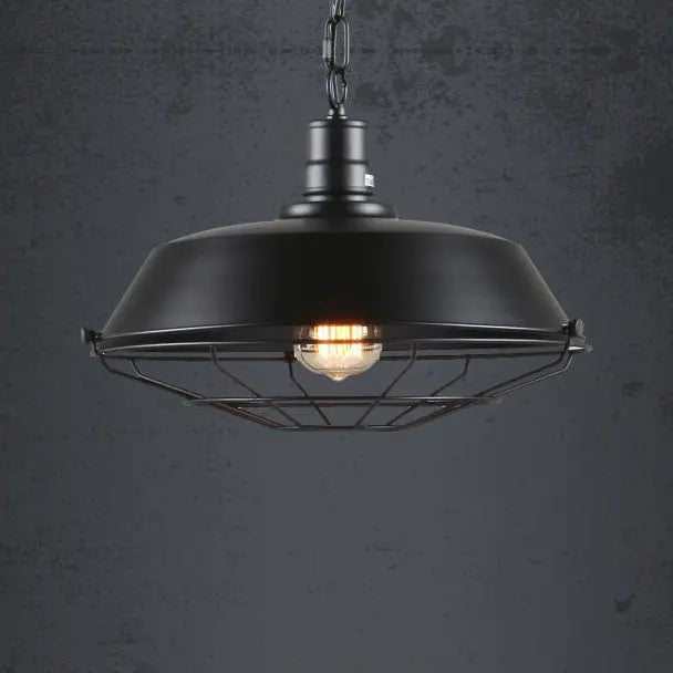 Industrial Wide Cage 1-light Pendant Light BulbSquare