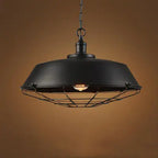 Industrial Wide Cage 1-light Pendant Light BulbSquare