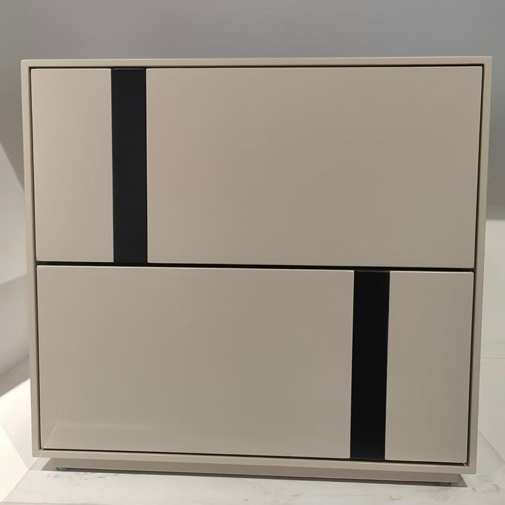 Modern Minimalist Rectangular Nightstand With 2 Drawers E1 MDF Featuring Smooth-Sliding Rails For Bedroom Lumendat