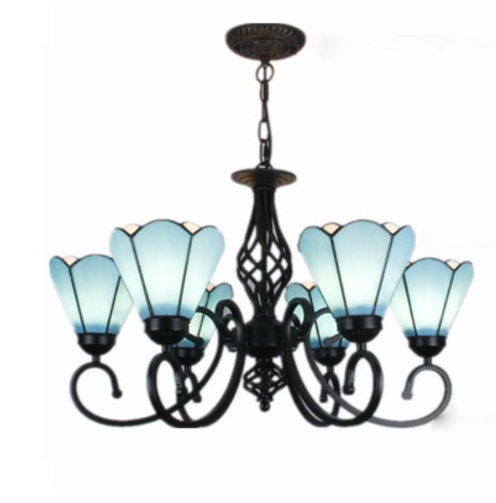 European Creative Tiffany Glass 3/5/6/8 Lights Chandelier BulbSquare