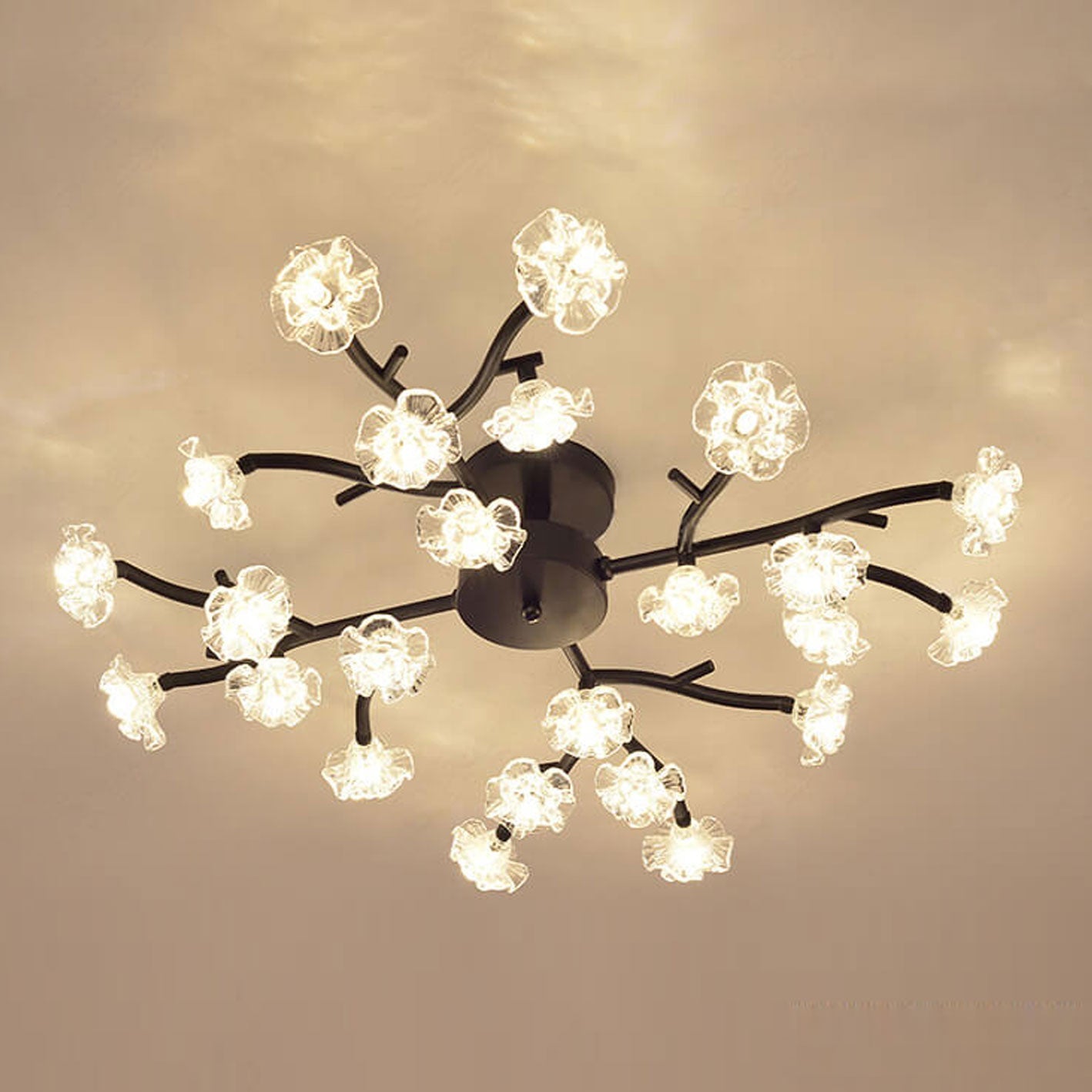 Nordic Creative Plum Blossom Tree Branch LED Semi-flush Mount Ceiling Light