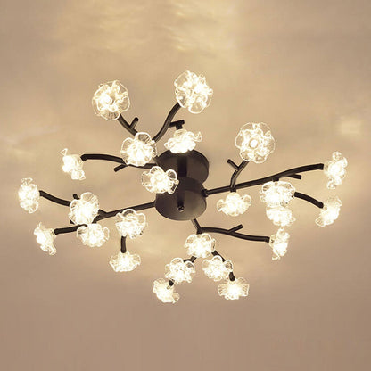 Nordic Creative Plum Blossom Tree Branch LED Semi-flush Mount Ceiling Light