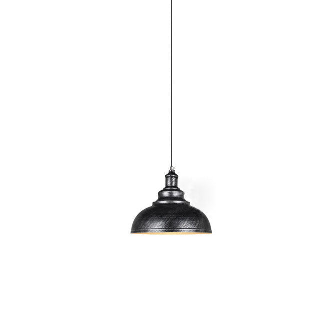 Industrial Simple Dome Round Pot Lid Iron 1-light Pendant Light BulbSquare