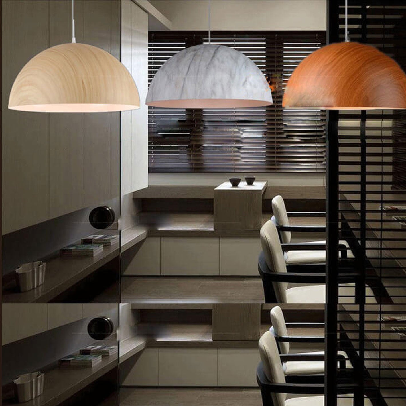 Nordic Minimalist Marbled Semicircle 1-light Pendant Light BulbSquare