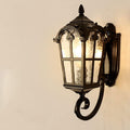 European Retro Glass Aluminum Lantern Outdoor Waterproof 1-Light Wall Sconce Lamp