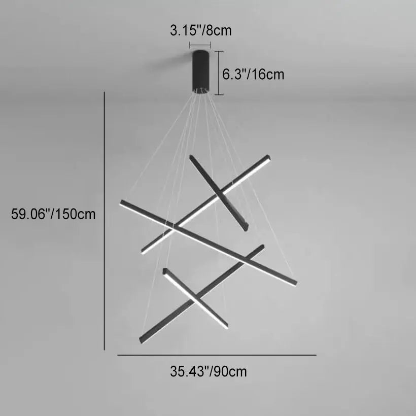 Nordic Light Luxury Iron Aluminum Geometric Line Combination LED Chandelier Lumendat