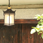 Retro Chinese Outdoor Waterproof Hexagonal Lantern 1-light Patio Pendant Light BulbSquare