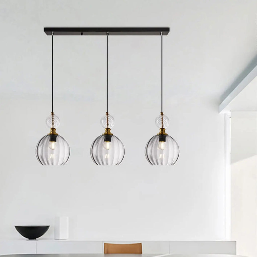 Danish Creative Stripes Glass Round 1/3 Light Chandelier Lumendat