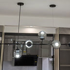Modern Minimalist Long Glass Round Globe Island Light 6-light Chandelier BulbSquare