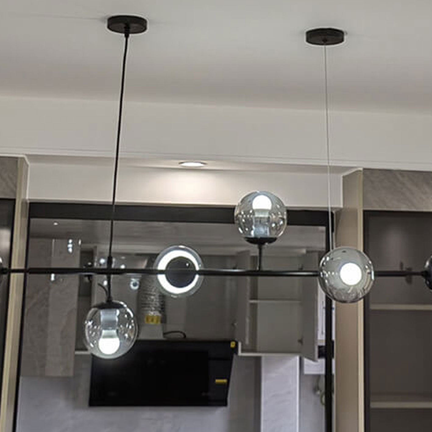 Modern Minimalist Long Glass Round Globe Island Light 6-light Chandelier BulbSquare