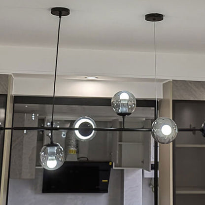 Modern Minimalist Long Glass Round Globe Island Light 6-light Chandelier