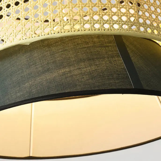 Modern Rattan Japanese Drum Shape 1-light Pendant Light BulbSquare