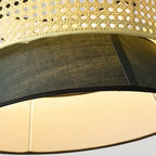 Modern Rattan Japanese Drum Shape 1-light Pendant Light BulbSquare