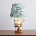 Nordic Leaf Fabric Resin Bird Design 1-Light Table Lamp Lumendat