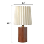 Vintage Korean Pleated Column Solid Wood Base 1-Light Table Lamp Lumendat