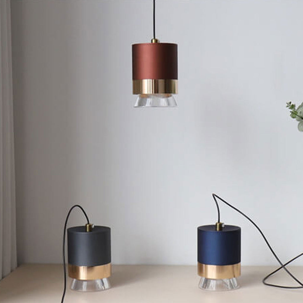 Nordic Light Luxury Cylindrical Aluminum Acrylic LED Pendant Light BulbSquare
