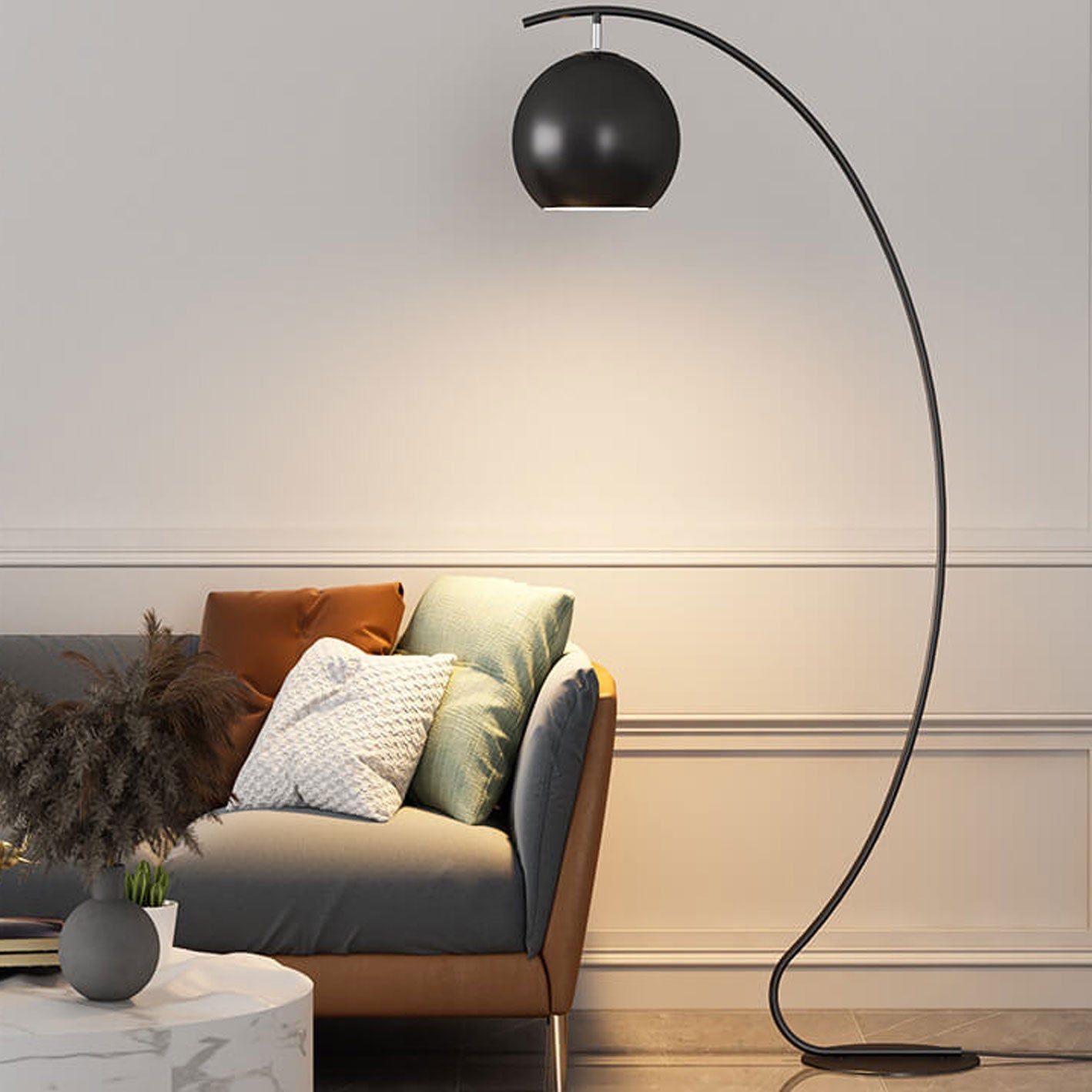Nordic Minimalist Curved Line Dome 1-Light Standing Floor Lamp Lumendat