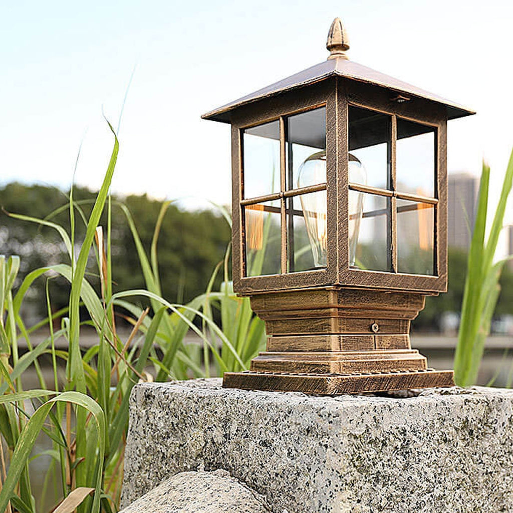 European Outdoor Column Lantern Waterproof Rustproof 1-Light Patio Light Lumendat