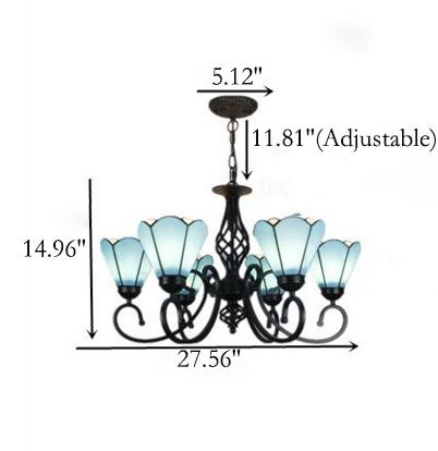 European Creative Tiffany Glass 3/5/6/8 Lights Chandelier BulbSquare