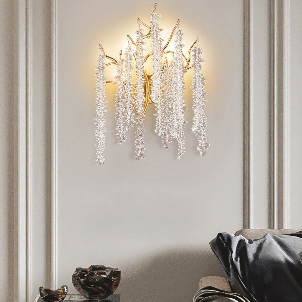Modern Light Luxury Tree Branch Crystal 3-Light Wall Sconce Lamp Lumendat