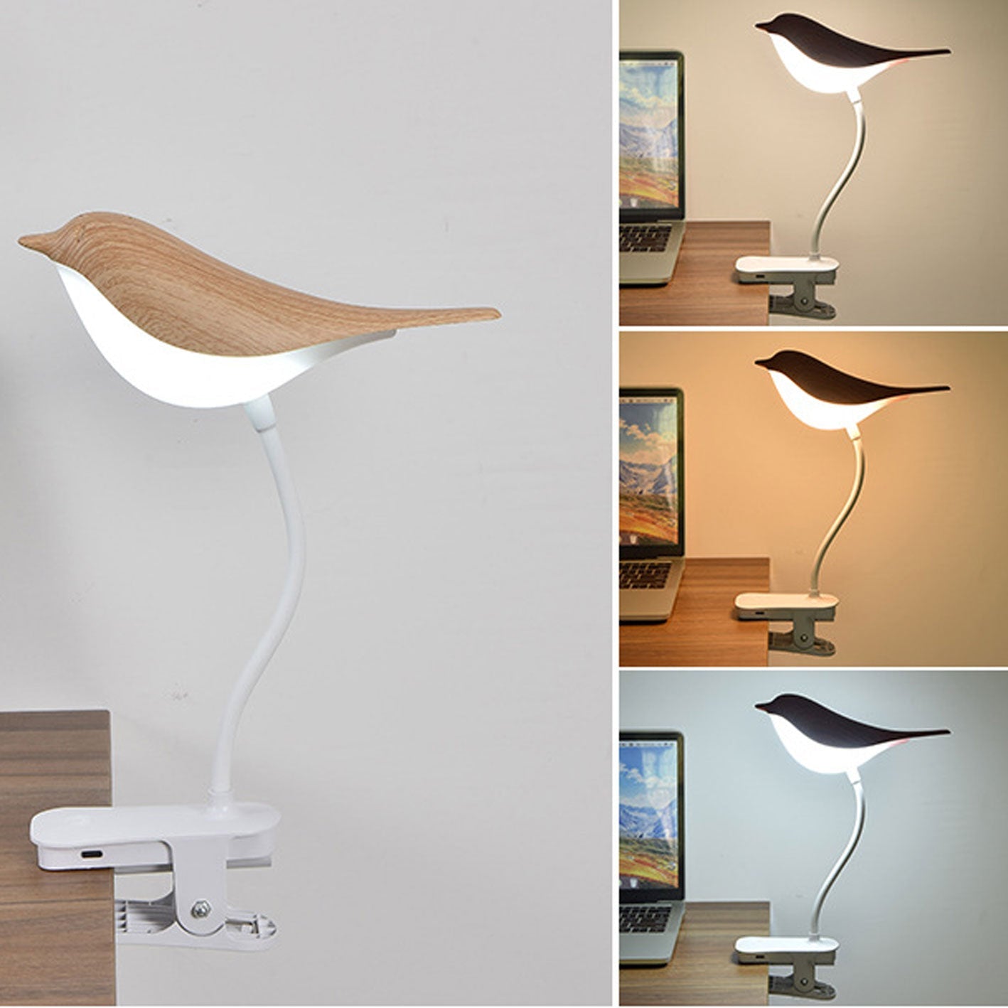 Nordic Creative Bird Clip USB Charging LED Night Light Table Lamp Lumendat