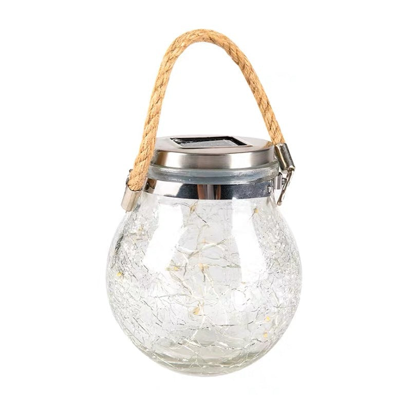 Cracked Glass Jar Waterproof Solar Copper Wire LED Outdoor Garden Landscape Light Lumendat