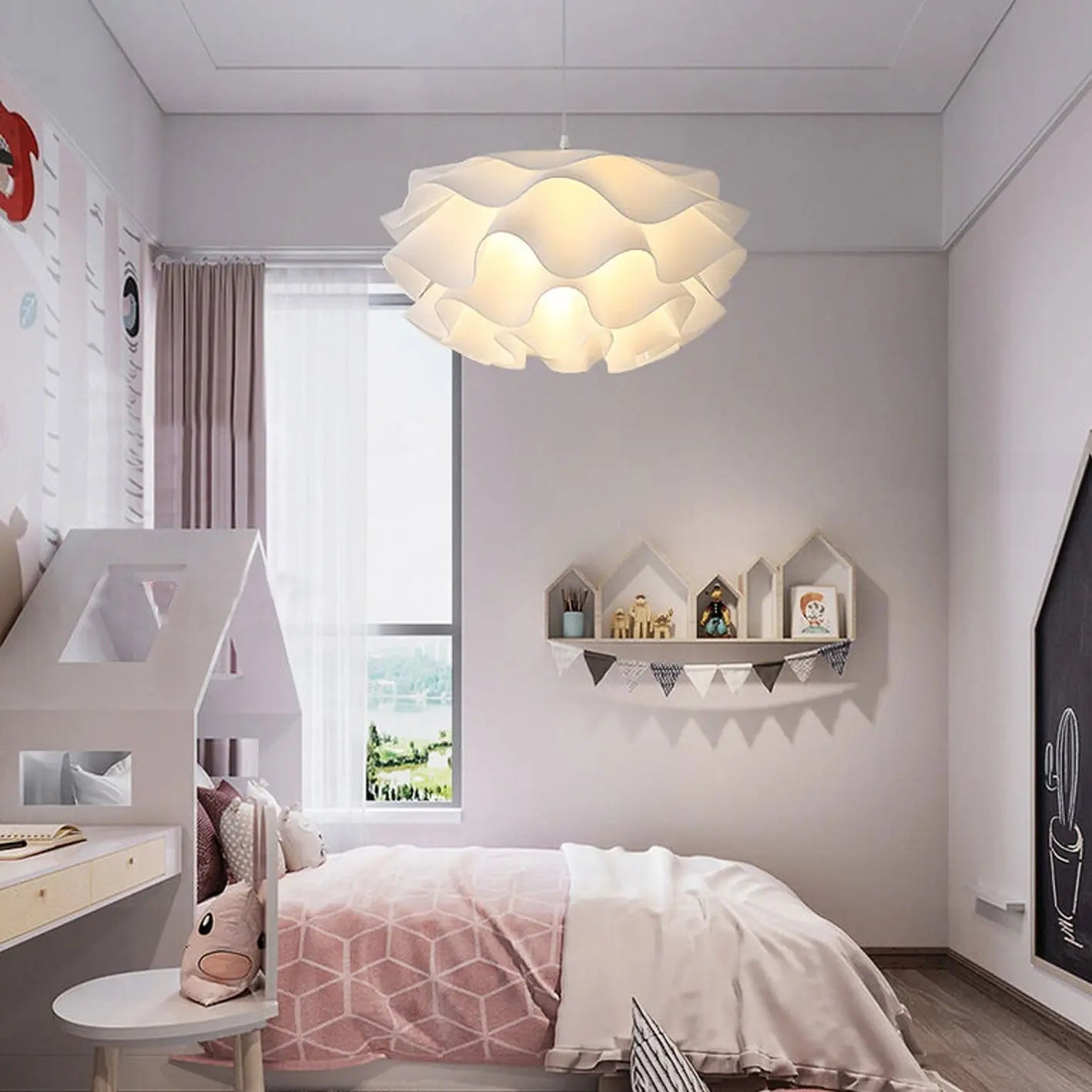 Modern Minimalist Iron Acrylic Floral Petal 1-light Pendant Light for Living Room Lumendat