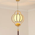 Traditional Chinese Luxury Wrought Iron Fabric 1-Light Pendant Light For Living Room Lumendat