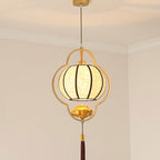 Traditional Chinese Luxury Wrought Iron Fabric 1-Light Pendant Light For Living Room Lumendat