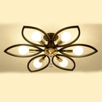 Nordic Light Luxury Wrought Iron Crystal 6/8-light Flush Mount Ceiling Light BulbSquare