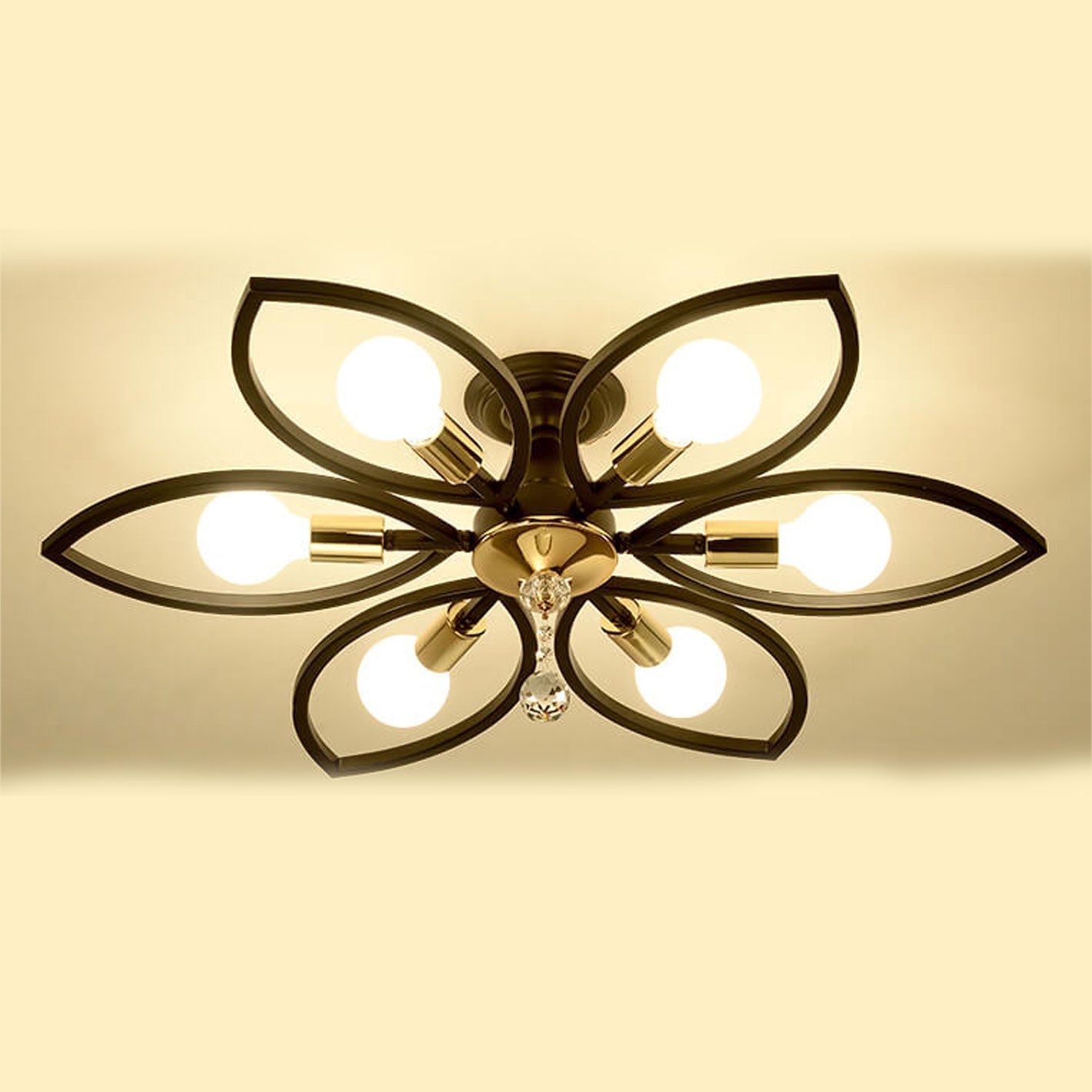 Nordic Light Luxury Wrought Iron Crystal 6/8-light Flush Mount Ceiling Light
