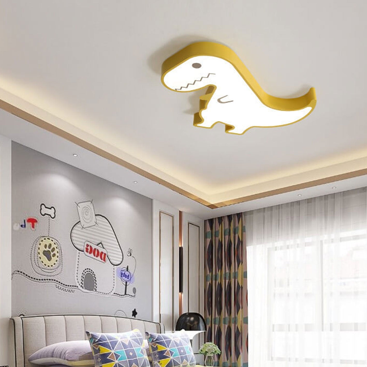 Lumendat Cartoon Creative Metal Dinosaur LED Flush Mount Ceiling Light Lumendat