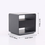 Modern Minimalist Black Lacquer Bedside Table: Wood Veneer Single Drawer - Elegant Open Cubby Storage Nightstand For Bedroom Lumendat