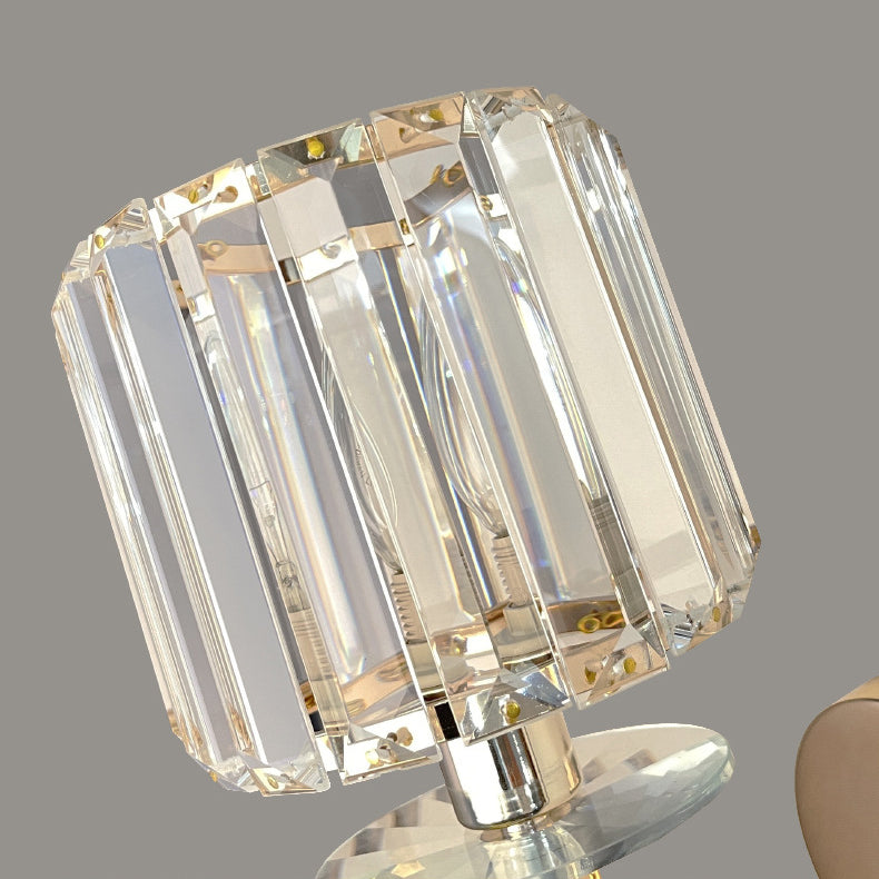 Modern Luxury Metal Iron Stainless Steel Crystal Ball Cylinder 1-Light Wall Sconce Lamp For Bedside Lumendat