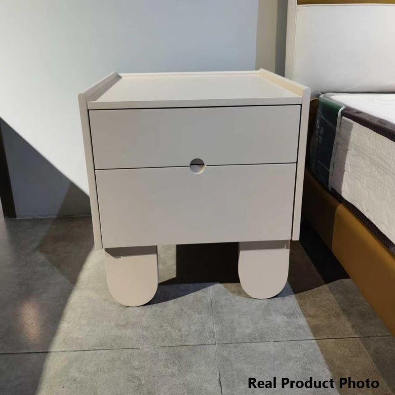 Contemporary Creative Semi-Circular Bedside Cabinet - Artistic 2 Drawers Nightstand For Bedroom Lumendat