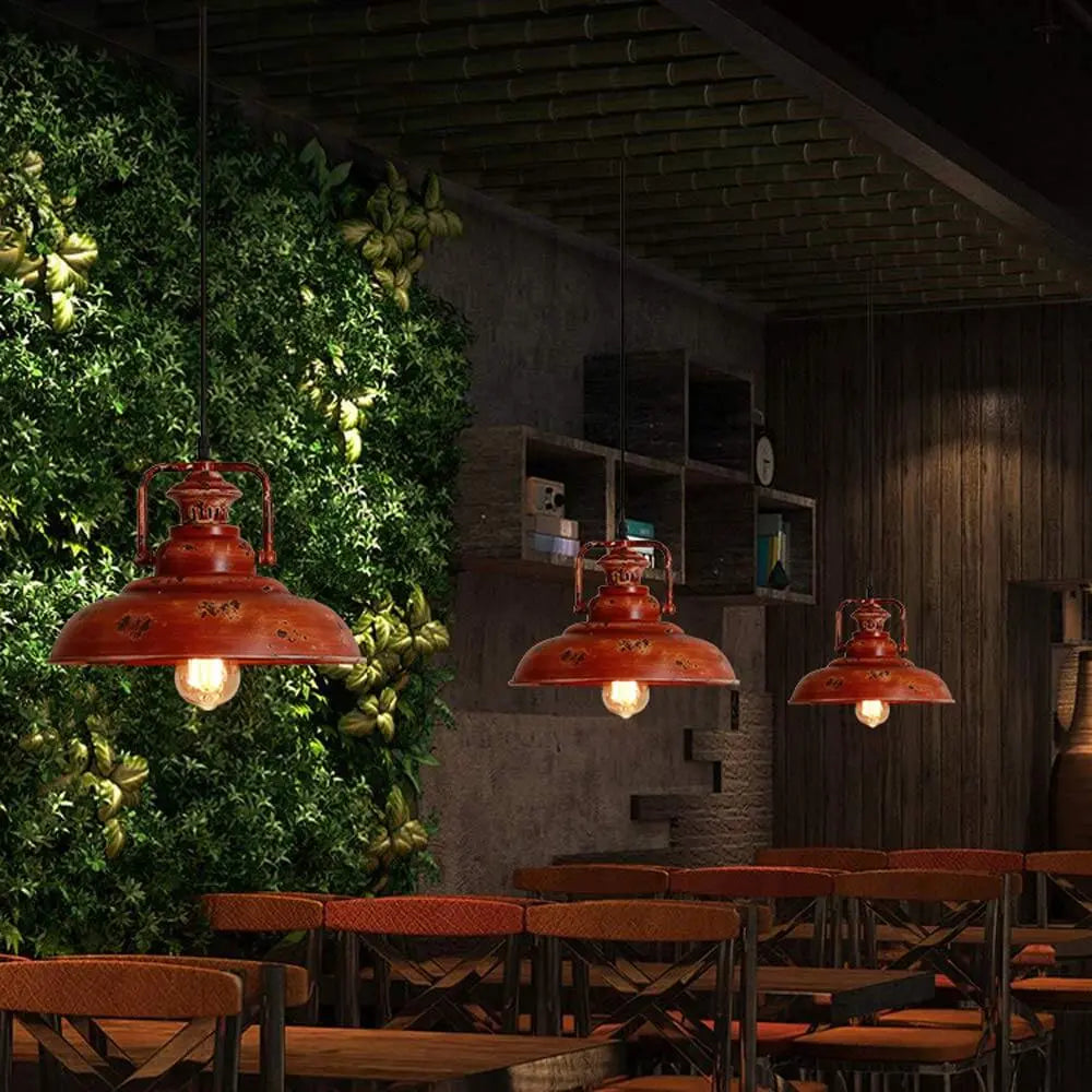 Retro Red Rust 1-light Dome Pendant Light Lumendat