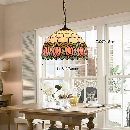 Tiffany Tulip Stained Glass 1-light Pendant Light