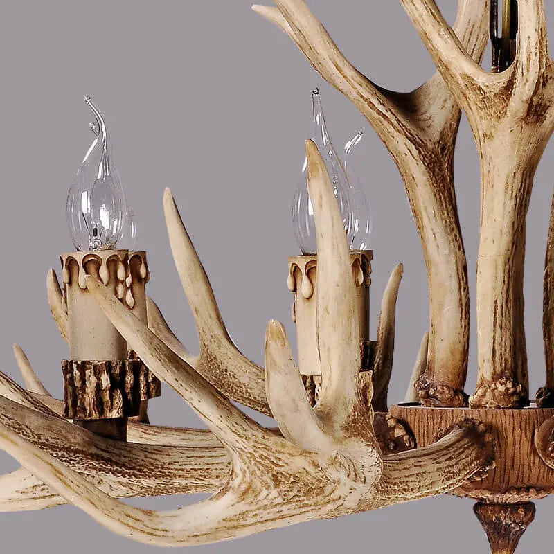 Country Style Antler Resin 6-light Chandelier – Rustic Cabin Ceiling Light Lumendat
