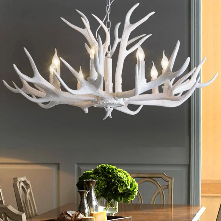 Country Style Antler Resin 6-light Chandelier – Rustic Cabin Ceiling Light Lumendat