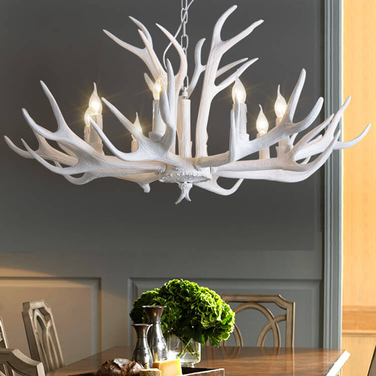 Country Style Antler Resin 6-light Chandelier – Rustic Cabin Ceiling Light