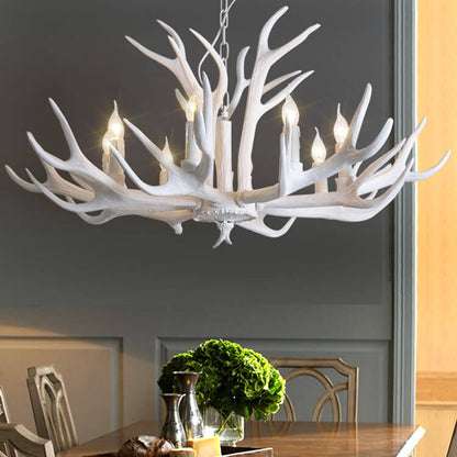 Country Style Antler Resin 6-light Chandelier – Rustic Cabin Ceiling Light