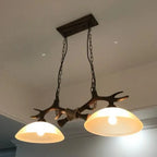 Vintage Antler Resin & Glass Bowl 2-light Chandelier – Industrial Style Lumendat
