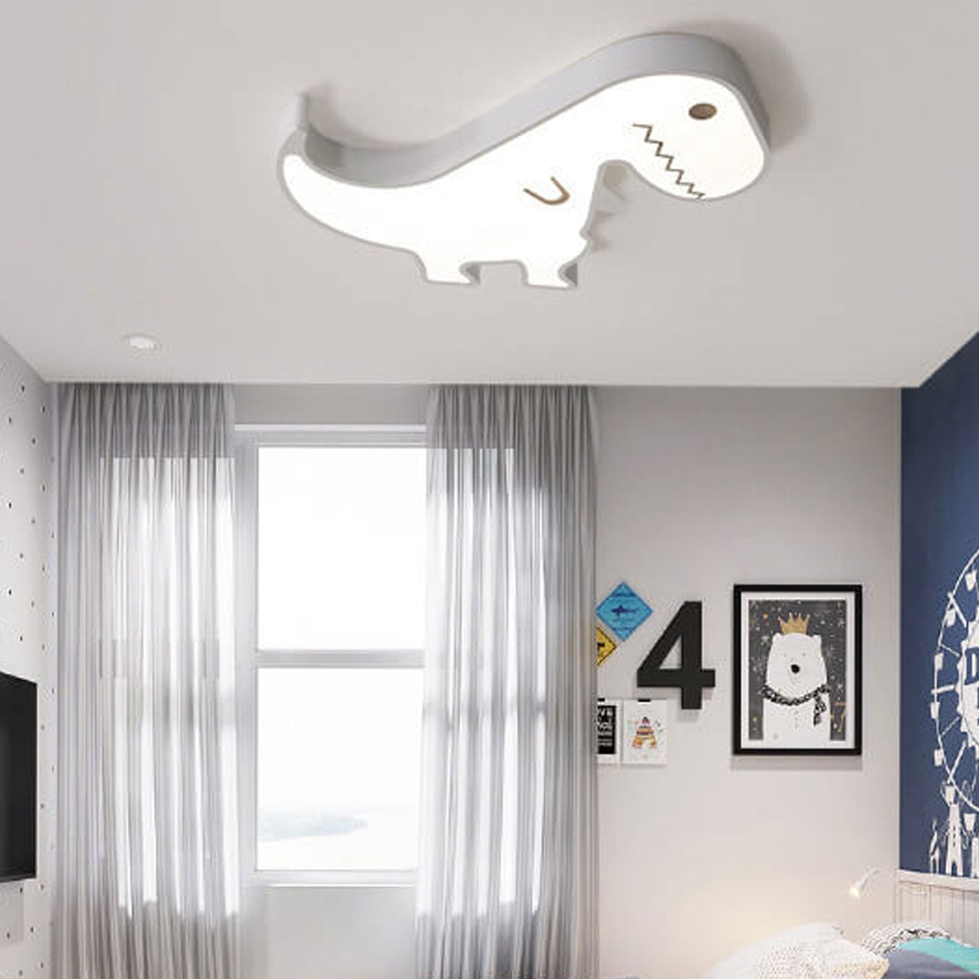 Lumendat Cartoon Creative Metal Dinosaur LED Flush Mount Ceiling Light Lumendat