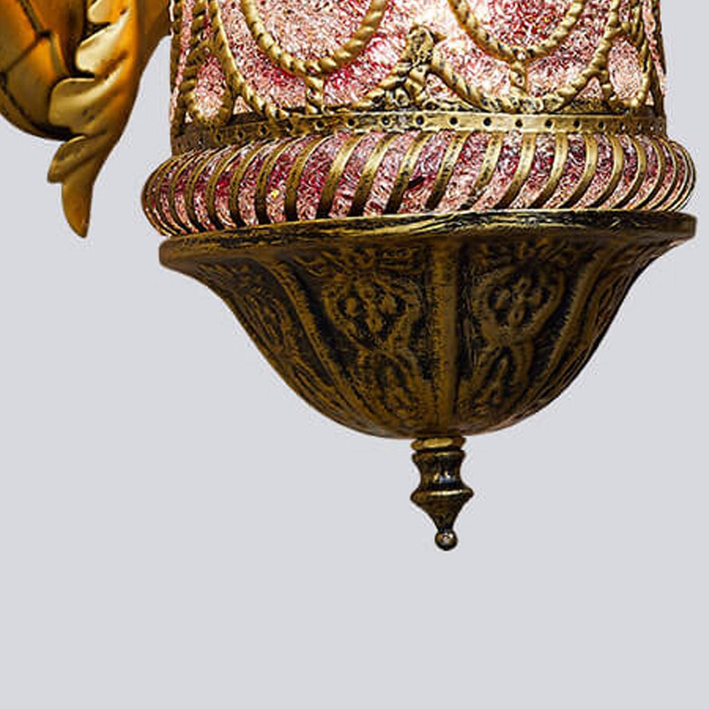 Southeast Asian Style Hollow Iron Pink 1-Light Wall Sconce Lamp Lumendat