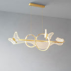Nordic Light Luxury Butterfly Round Linear Island Light LED Chandelier BulbSquare