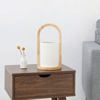 Nordic Fabric Column Solid Wood Portable Design 1-Light Table Lamp Lumendat