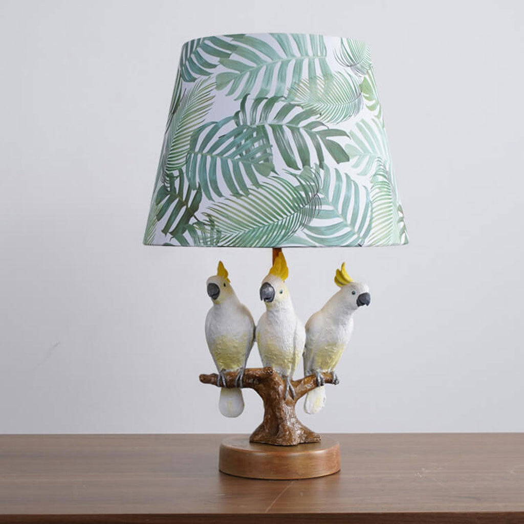 Nordic Leaf Fabric Resin Bird Design 1-Light Table Lamp Lumendat